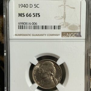 NGC Graded 1940-D Silver Jefferson Nickel